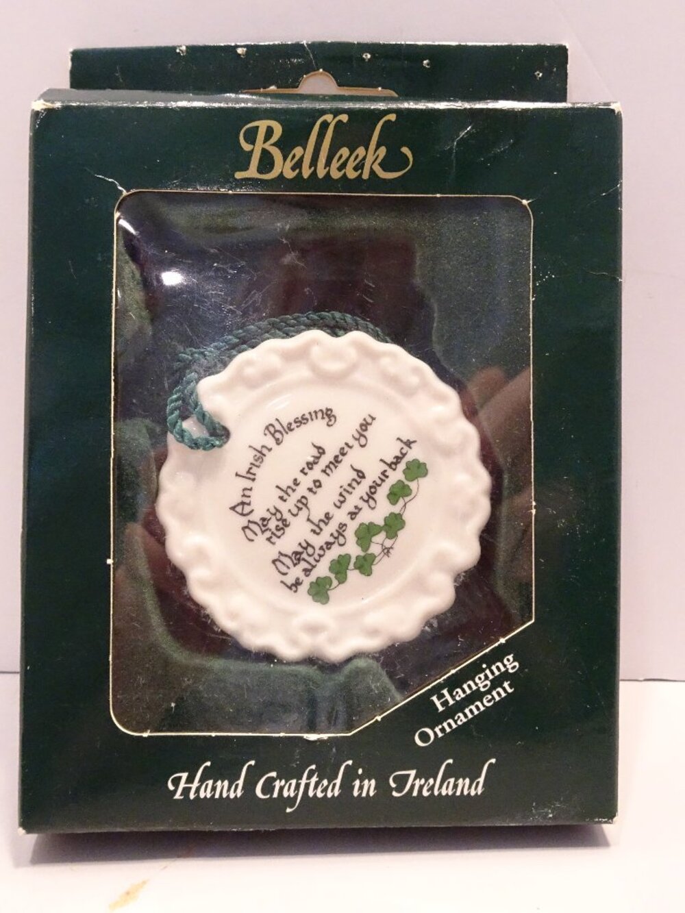 Belleek Irish Blessing Hanging Holiday Tree Ornament Fine Parian China Ireland